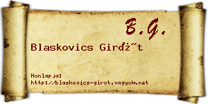 Blaskovics Girót névjegykártya